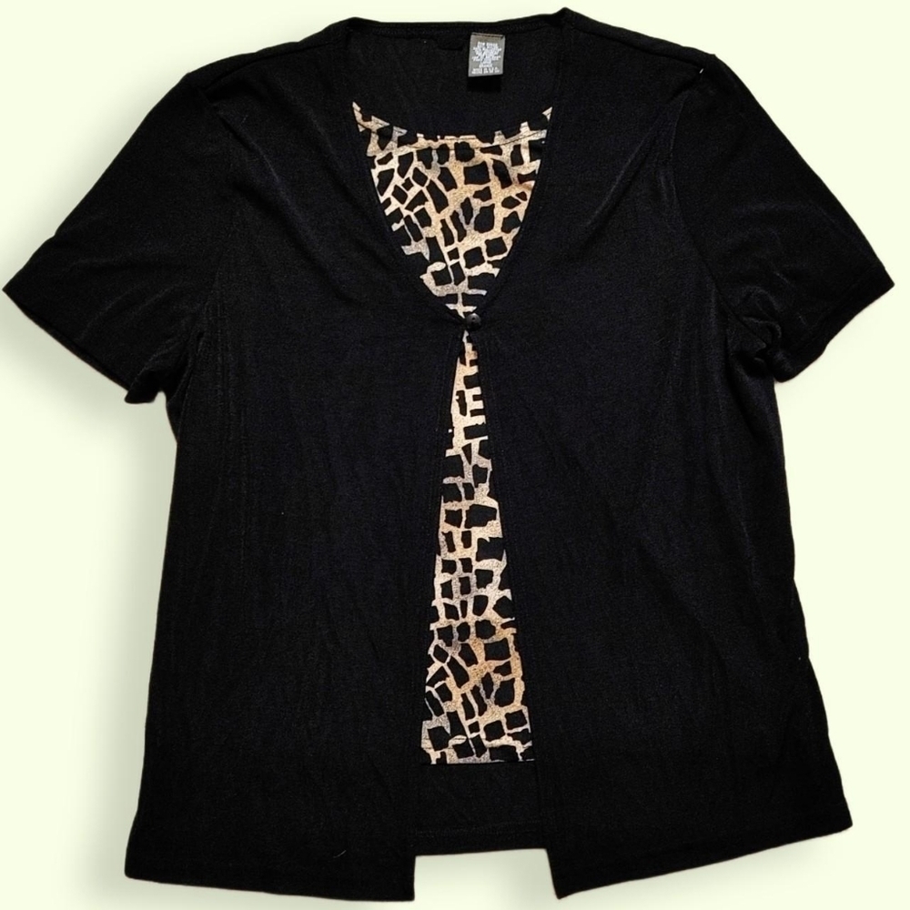 Vintage 90s Giraffe Pattern Top Built In Cardigan Size Large